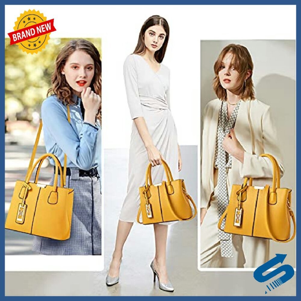 Leather Tote Crossbody Shoulder Bag with Adjustable Strap & Multiple Pockets - Picture 3 of 8